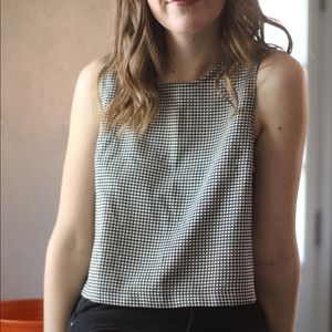 Forever 21 Black & White Checked Tank Top Crop Top